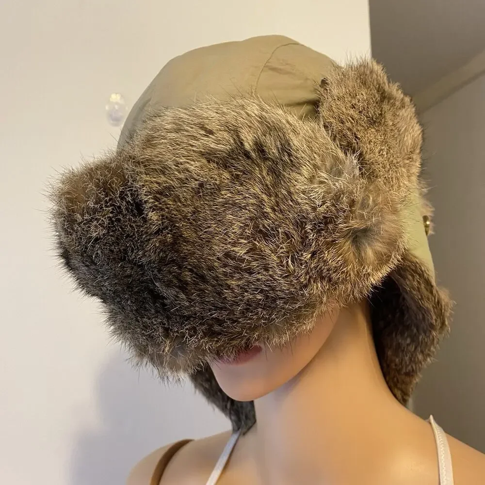 Mad Bomber National Rabbit Hair Fur Nylon Winter Hat Soft Cozy Ear Warmers Large